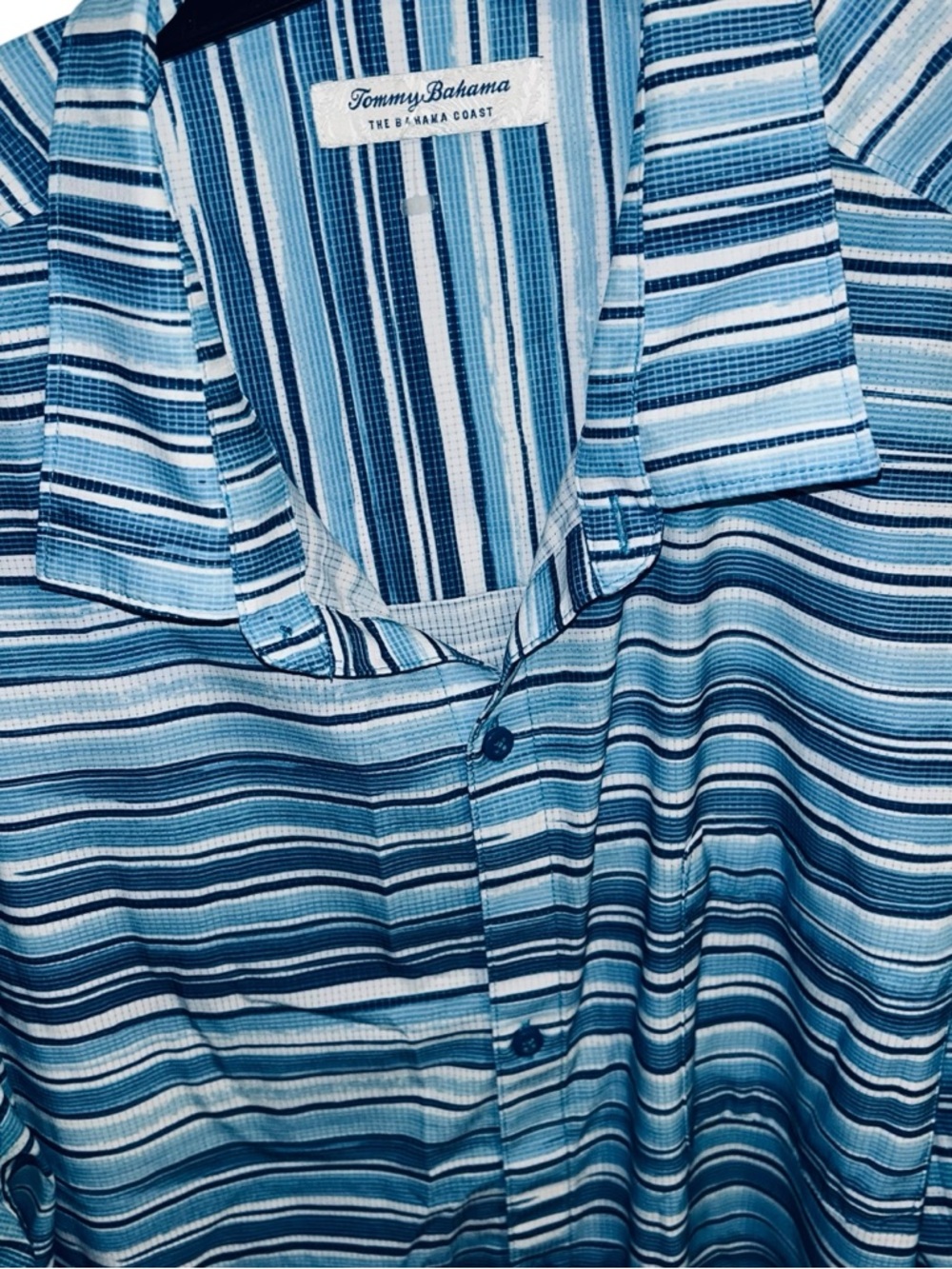 Tommy Bahama Blue Multi-Stripe Camp Shirt size XXXLarge - Picture 5 of 8